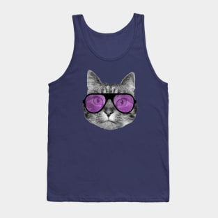 Cool cat wearing pink sunglasses Tank Top